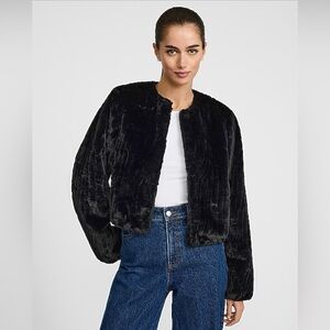 NWT Express Faux Fur Collarless Cropped Coat - size XL